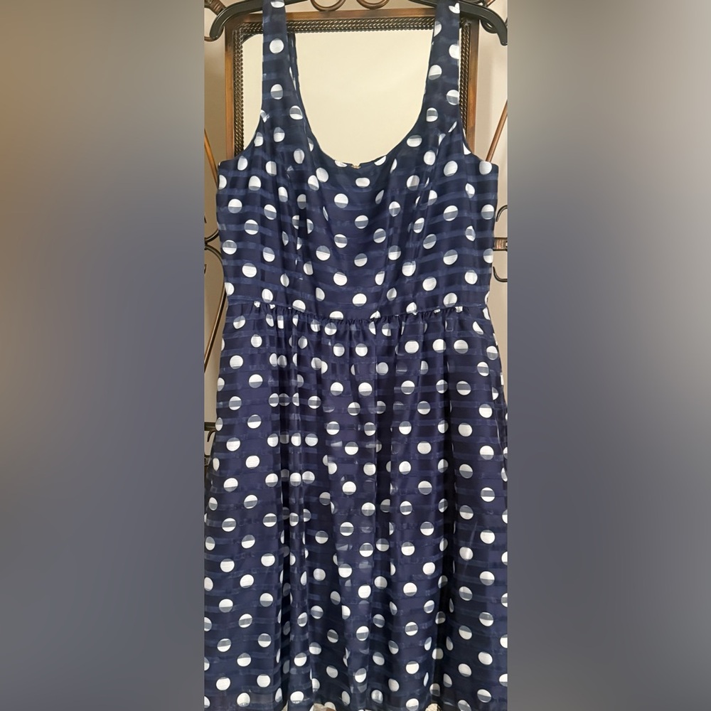 NWOT Navy Polka Dot Dress
